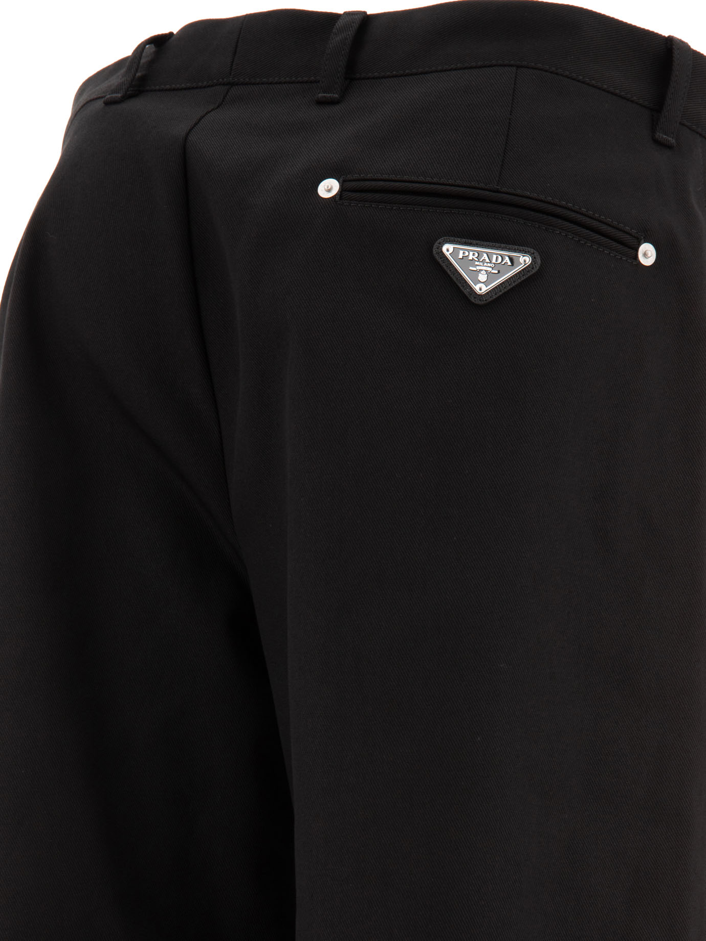 PRADA Black   Trousers with triangle logo